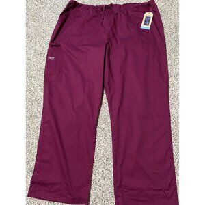 NEW CHEROKEE Unisex Burgundy Scrub Pants Drawstring Waist Size 2XL Pockets